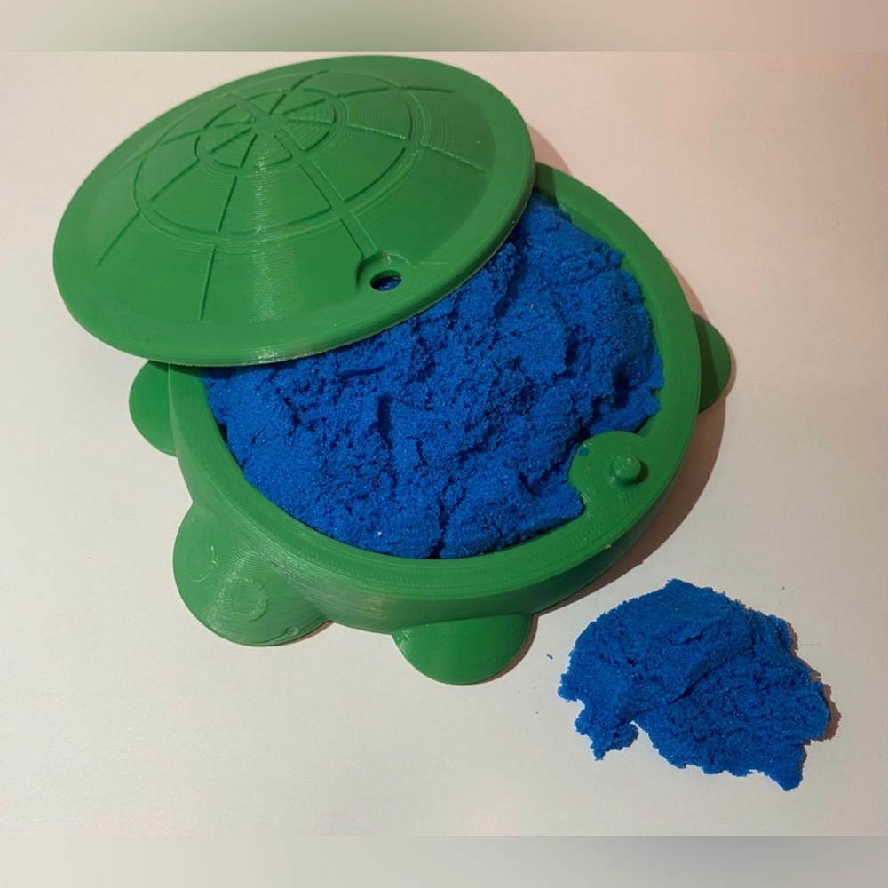 Sensory Turtle Sandbox | Nostalgic Desk Toy | Kinetic Sand Blue